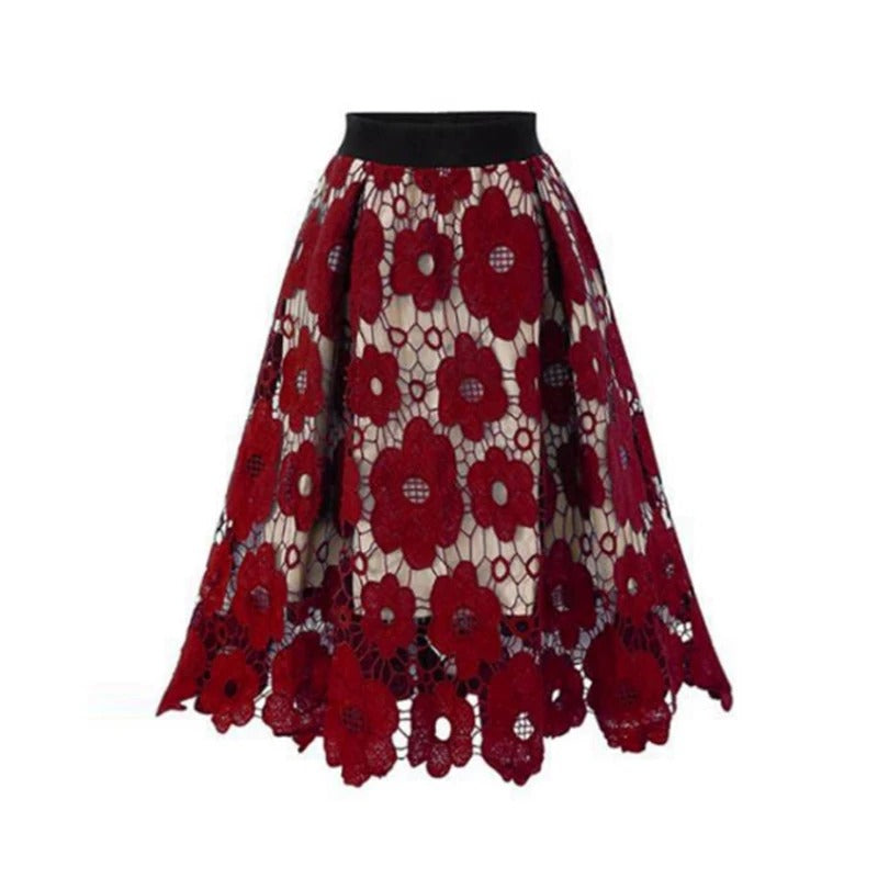 Elegant Boho Lace Midi Skirt