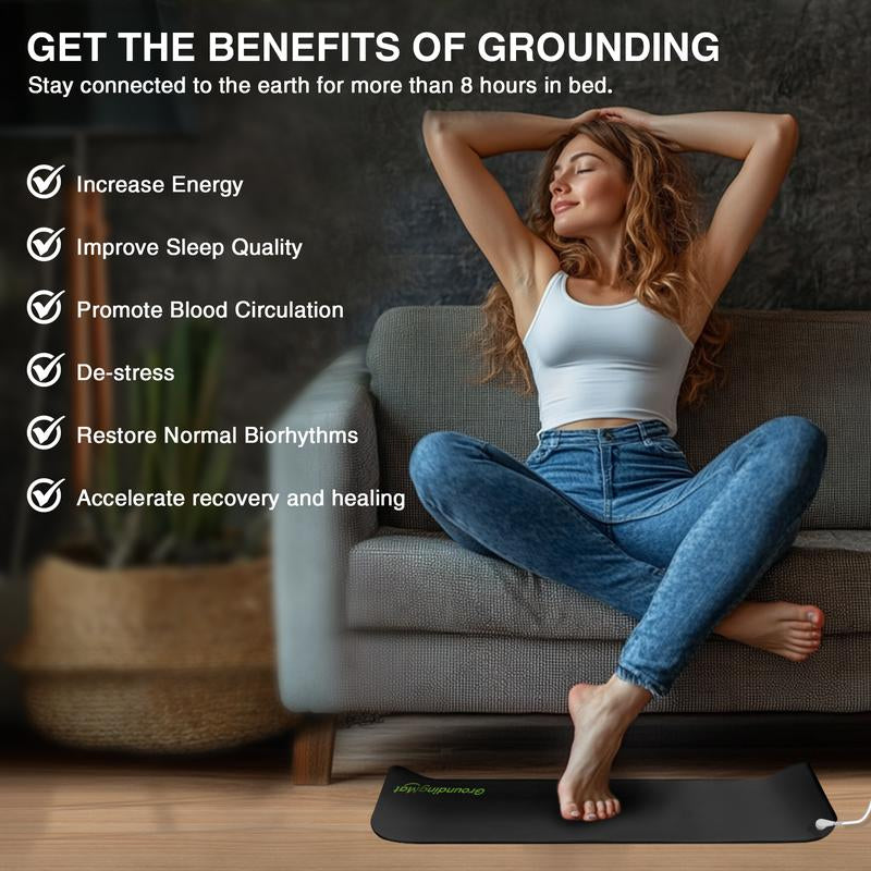 Experience Restful Sleep with the Groundbam Non-Slip PU Leather Grounding Mat – Your Essential Earthing Solution for Home and Office