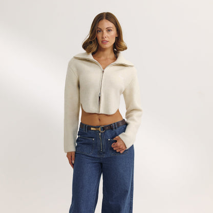 Structured Knitted Jacket - Cream