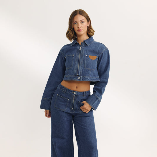 Boxy Denim Jacket - Blue