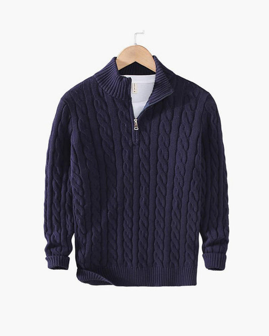 TAEBAEK Zipped Cable Sweater