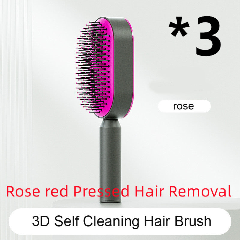Self-Cleaning Hair Brush for Women – Anti-Static, Scalp Massage, Hair Loss Prevention