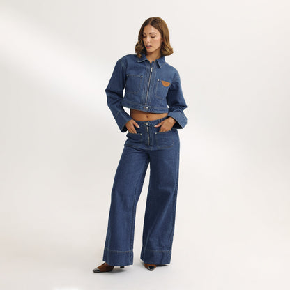 High-Waisted Wide-Leg Jeans - Blue