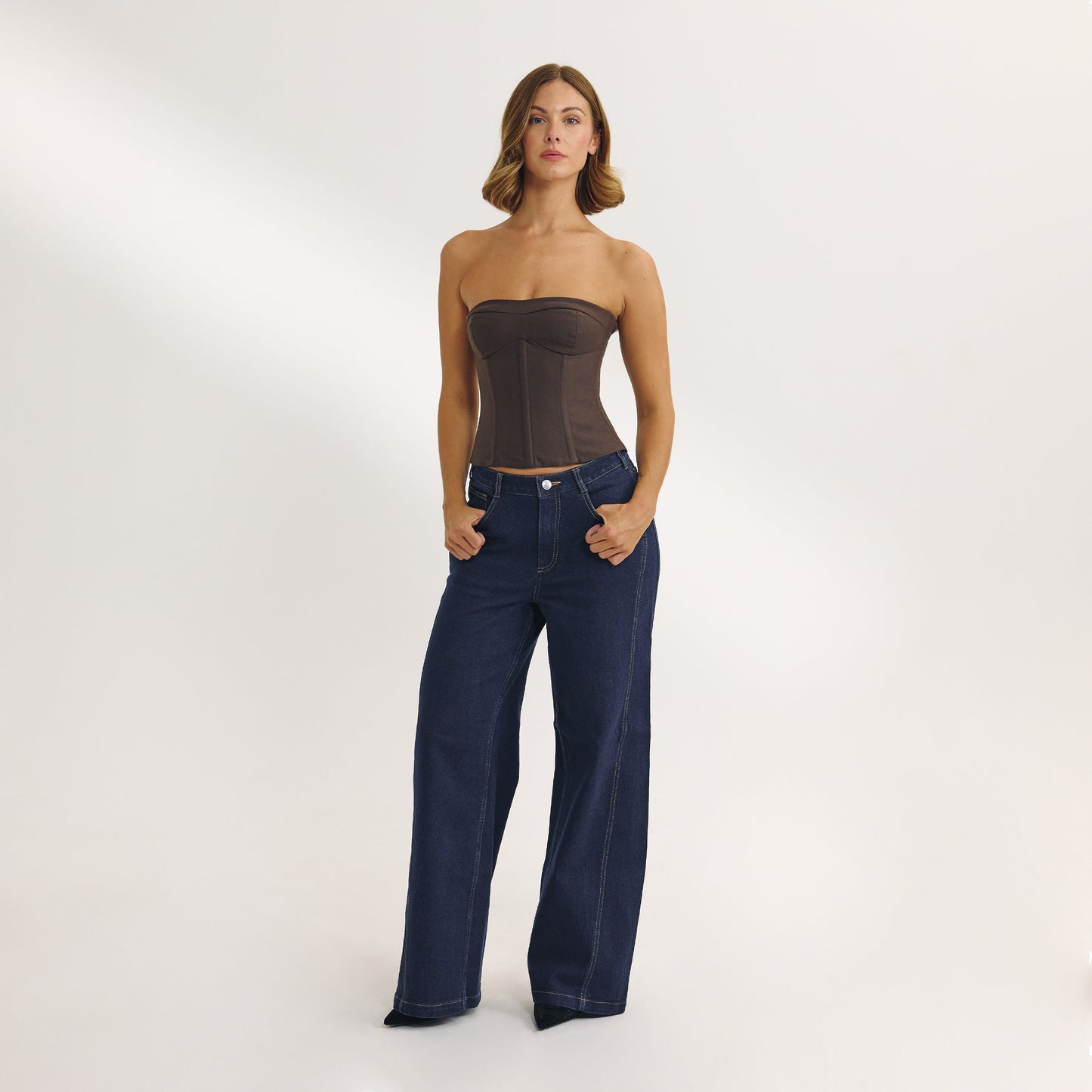 Bandeau Corset Top - Dark Brown