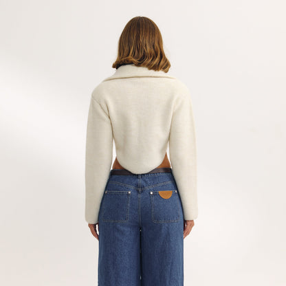 Structured Knitted Jacket - Cream