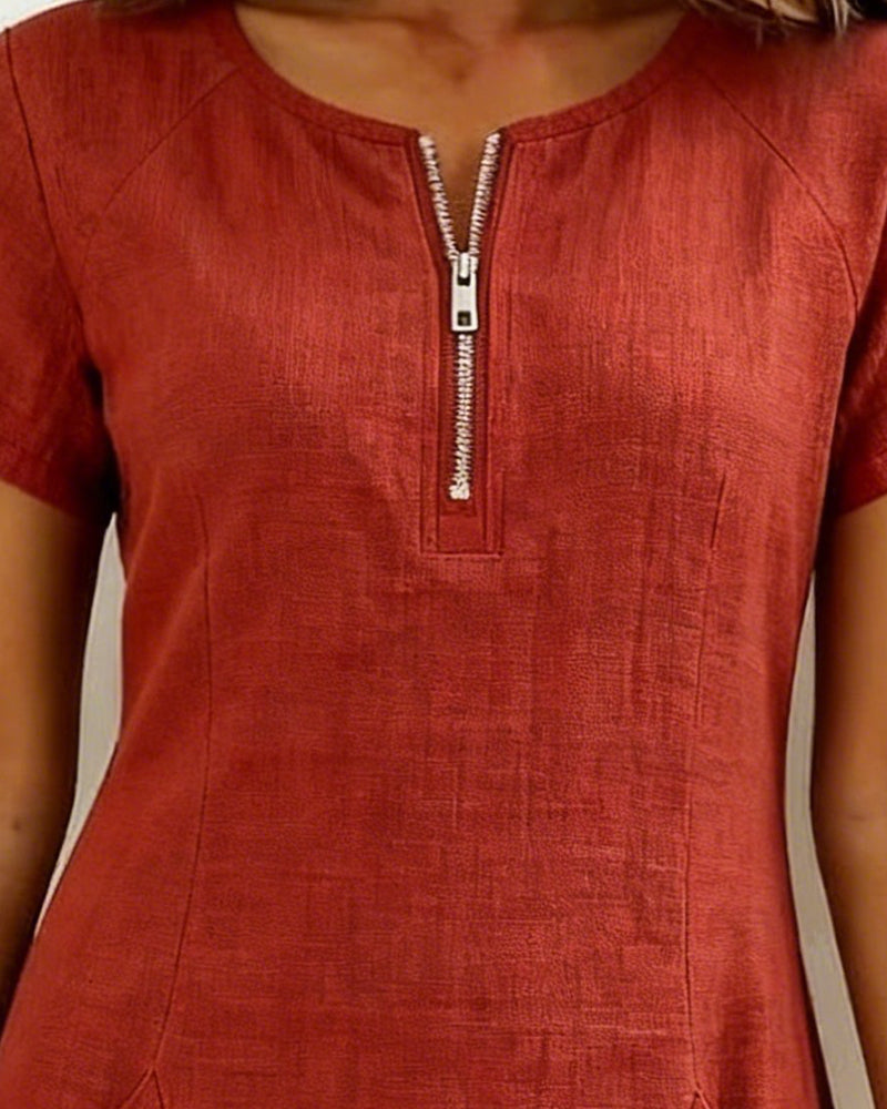 Chic Cotton Zip Dress