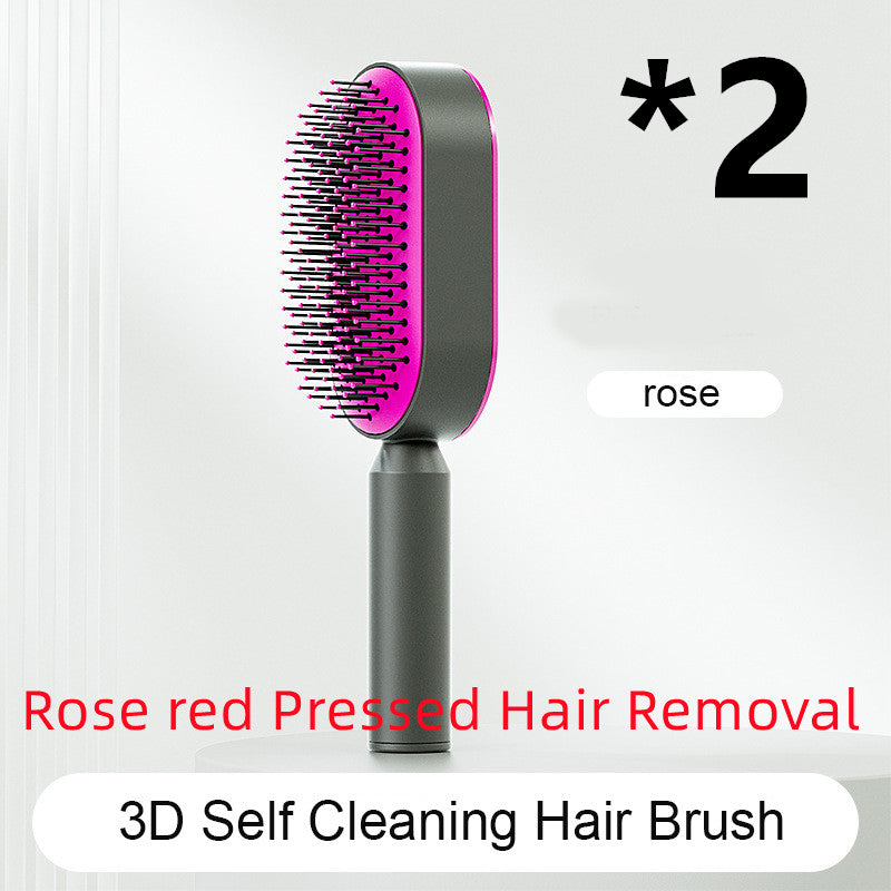 Self-Cleaning Hair Brush for Women – Anti-Static, Scalp Massage, Hair Loss Prevention