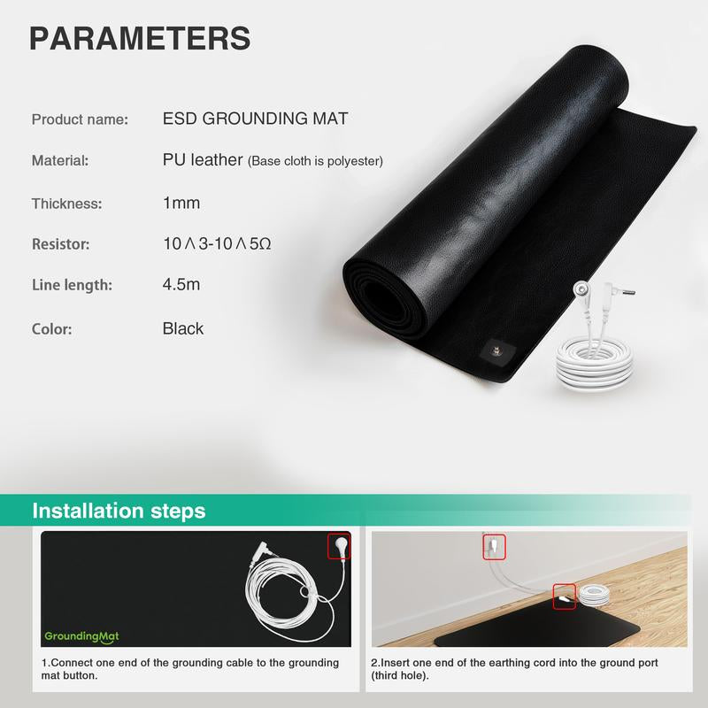 Experience Restful Sleep with the Groundbam Non-Slip PU Leather Grounding Mat – Your Essential Earthing Solution for Home and Office