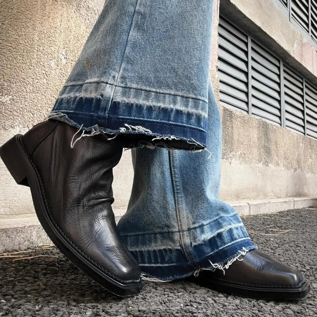 Suede square toe boots
