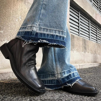Suede square toe boots