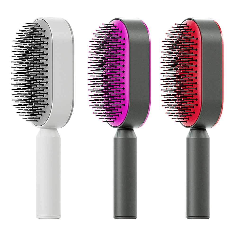 Self-Cleaning Hair Brush for Women – Anti-Static, Scalp Massage, Hair Loss Prevention