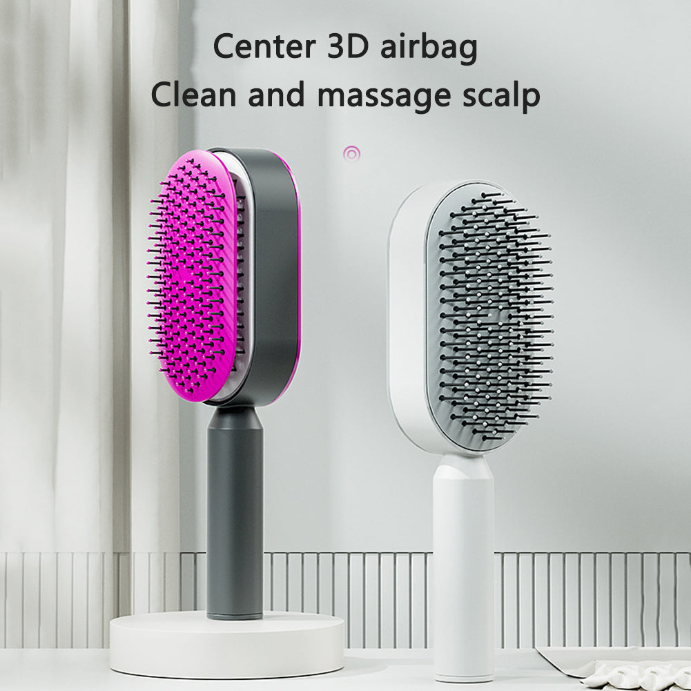 Self-Cleaning Hair Brush for Women – Anti-Static, Scalp Massage, Hair Loss Prevention