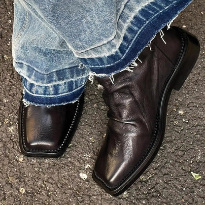 Suede square toe boots
