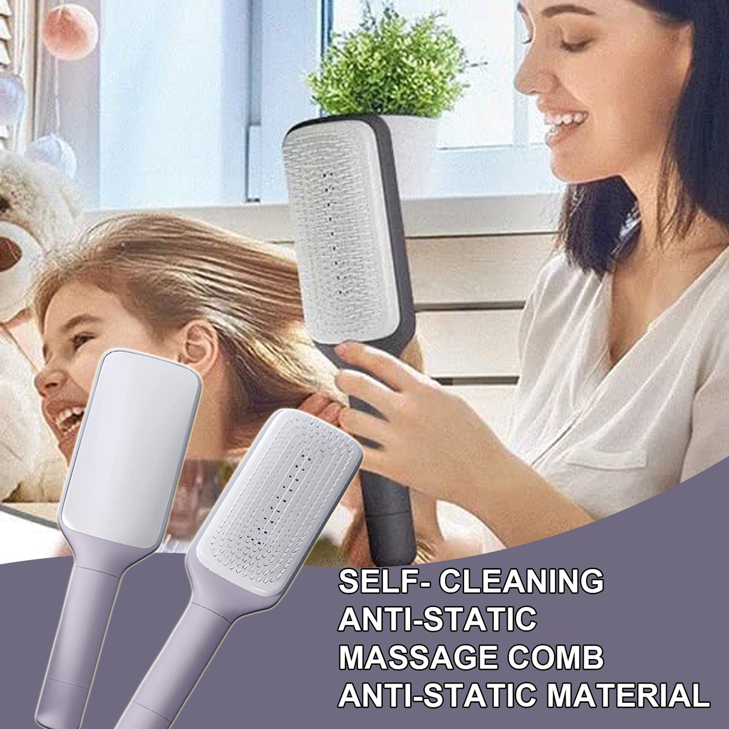 Self Cleaning Hair Brush New Self-Cleaning Anti-Static Massage Comb Scalable Rotate Lifting Self Cleaning Hairbrush