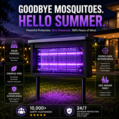 Solar Mosquito Killer Lamp LED Square Fly Trap Outdoor Garden Light