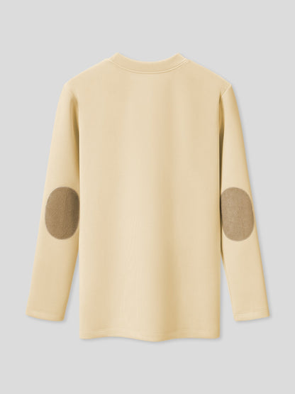 Modal Blend Elbow Patch Long Sleeve Tee:Slim Fit