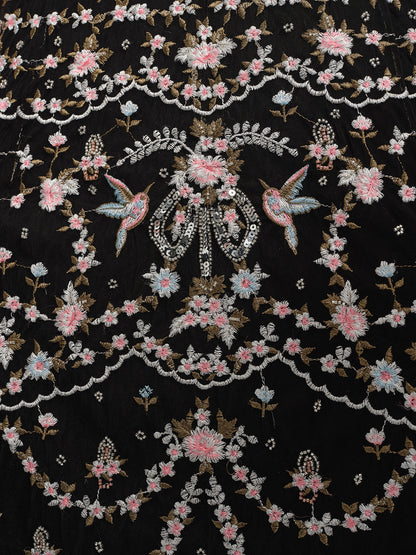 Embroidered Floral Ruffled Tulle Dress