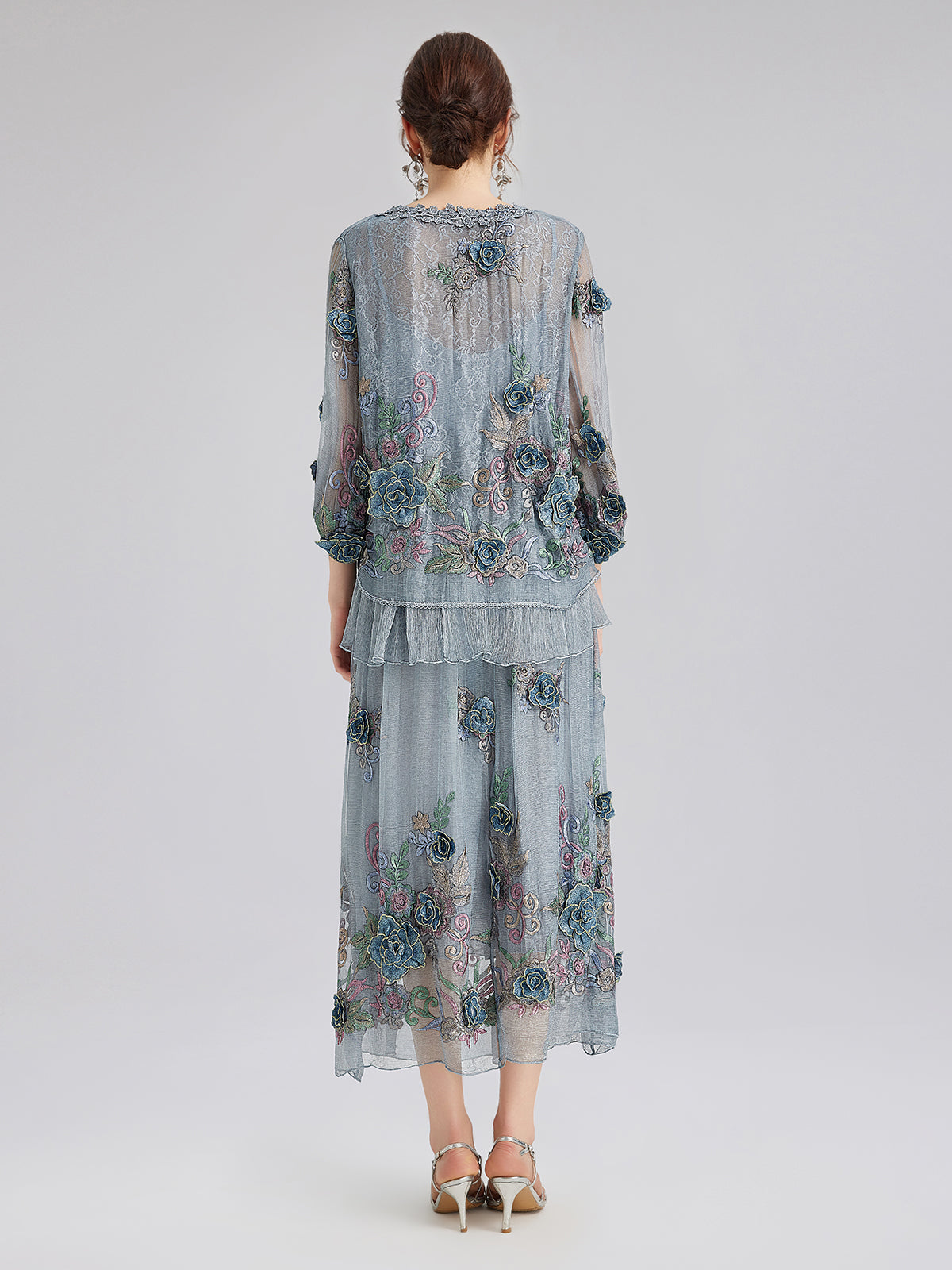 Handcrafted 3D Floral Silk Top