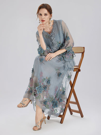Handcrafted 3D Floral Silk Top