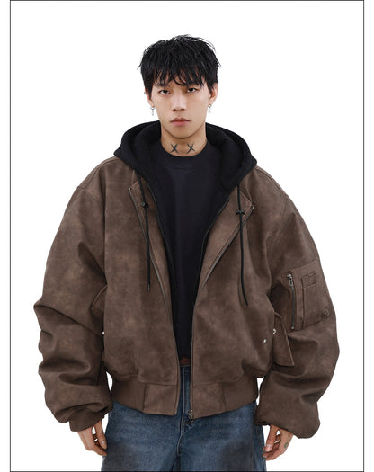 MRNEARLY Vintage Faded Bomber Jacket