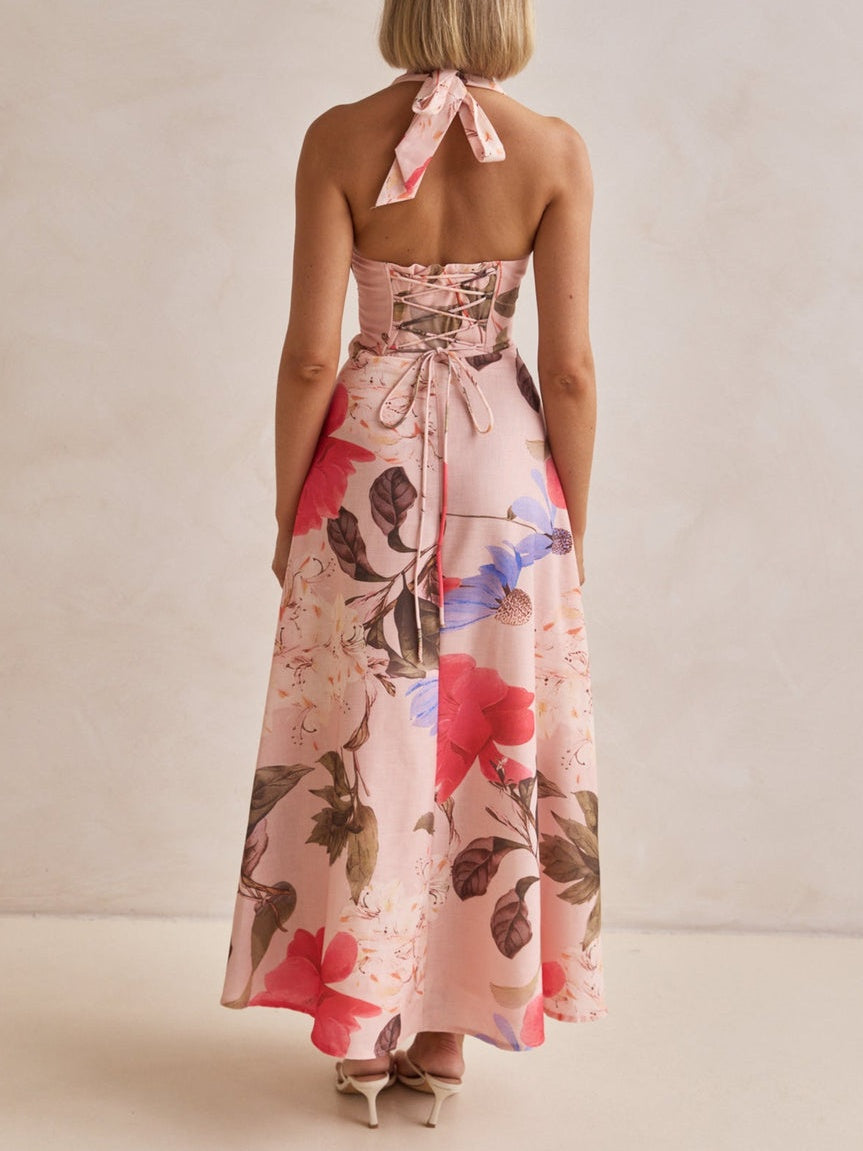 Plunging V-Neckline Maxi Dress