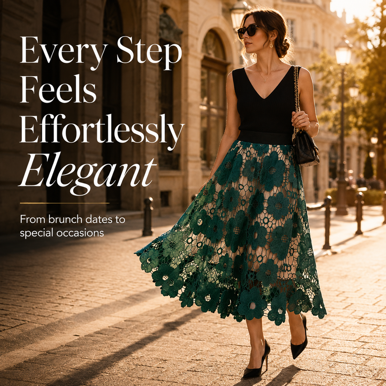 Elegant Boho Lace Midi Skirt