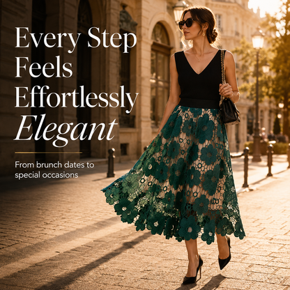 Elegant Boho Lace Midi Skirt