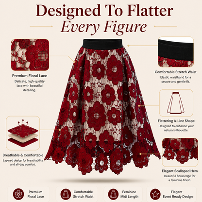 Elegant Boho Lace Midi Skirt