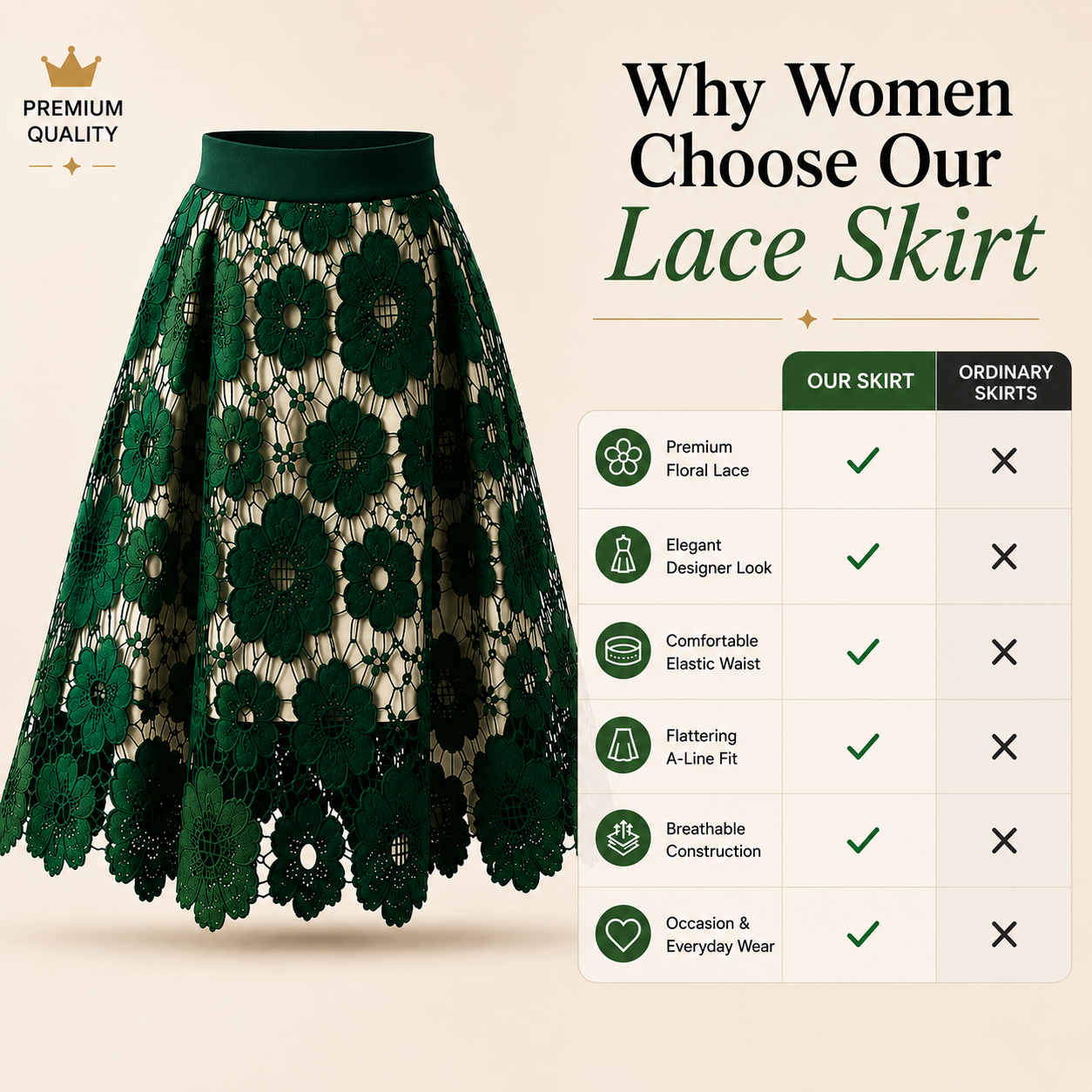 Elegant Boho Lace Midi Skirt