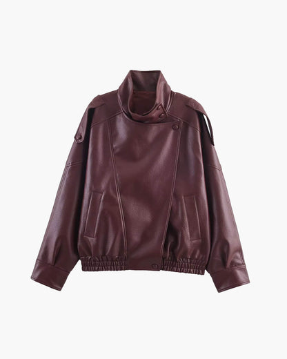 Carla asymmetrical leather jacket