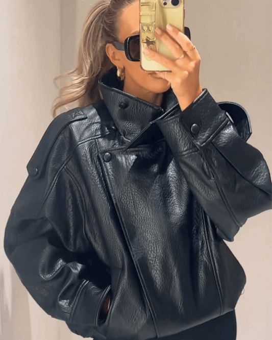 Carla asymmetrical leather jacket
