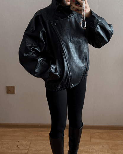 Carla asymmetrical leather jacket