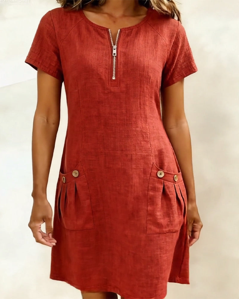 Chic Cotton Zip Dress