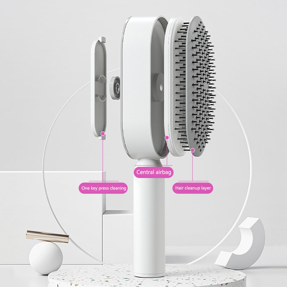 Self-Cleaning Hair Brush for Women – Anti-Static, Scalp Massage, Hair Loss Prevention