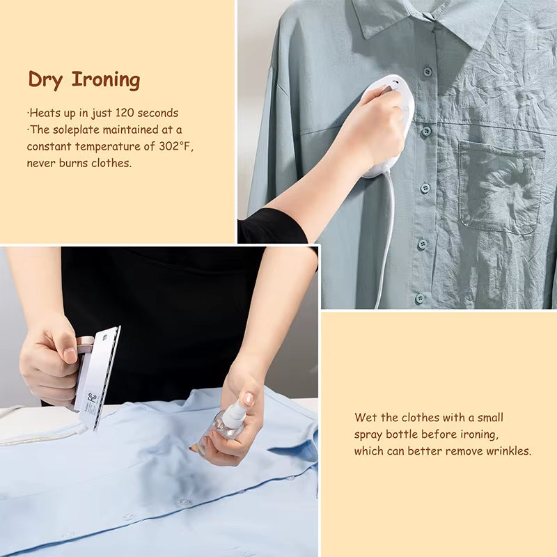 300W Electric Iron Mini Clothes Dryer Travel Dual-Voltage Dryer Ceramic Based Iron Clothing Wrinkle Remover