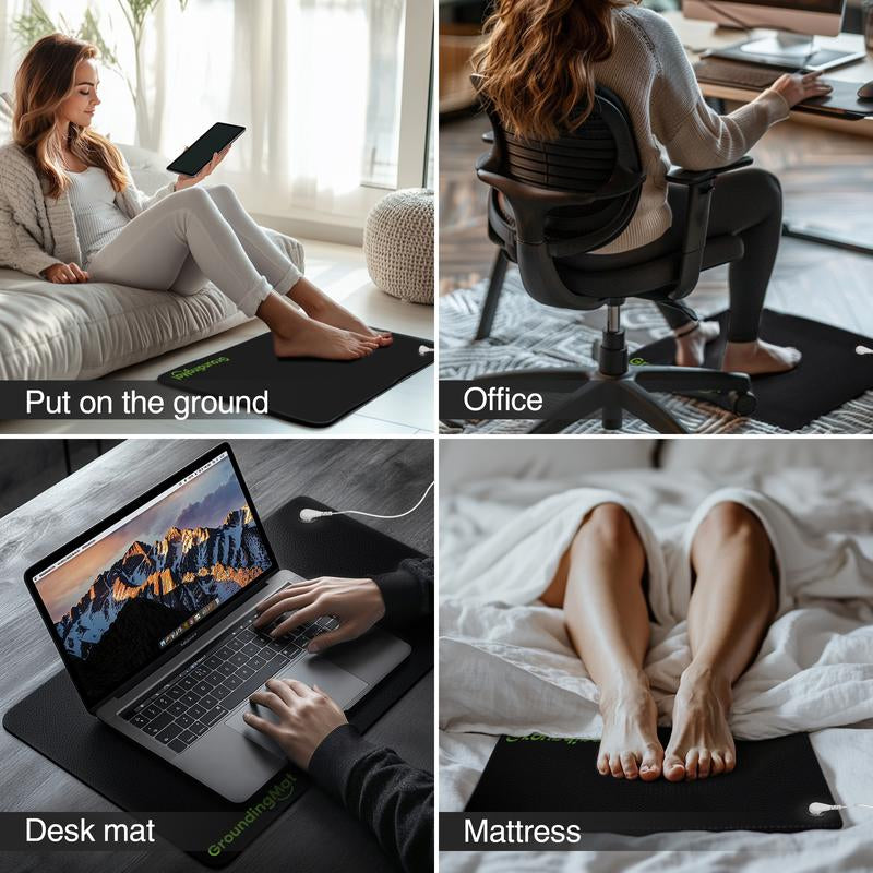 Experience Restful Sleep with the Groundbam Non-Slip PU Leather Grounding Mat – Your Essential Earthing Solution for Home and Office