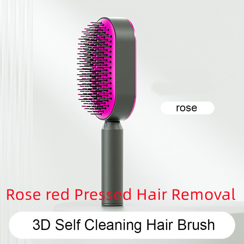 Self-Cleaning Hair Brush for Women – Anti-Static, Scalp Massage, Hair Loss Prevention