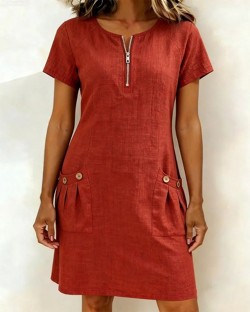 Chic Cotton Zip Dress