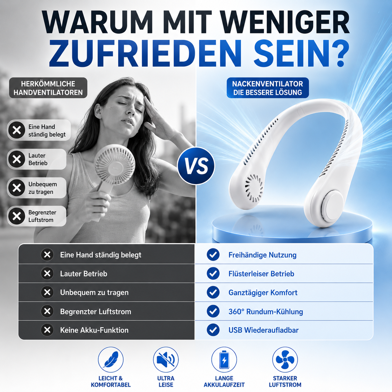 Tragbarer Nackenventilator für den Sommer