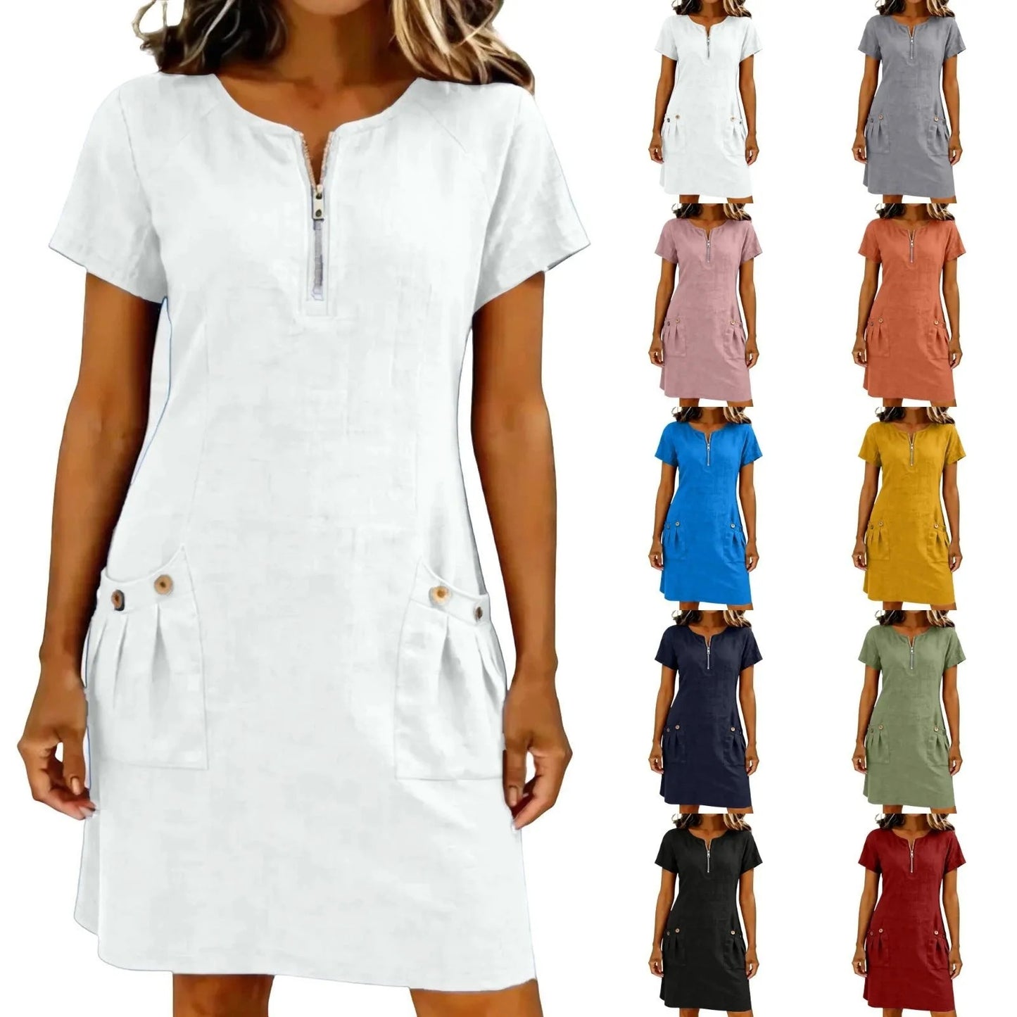 Chic Cotton Zip Dress