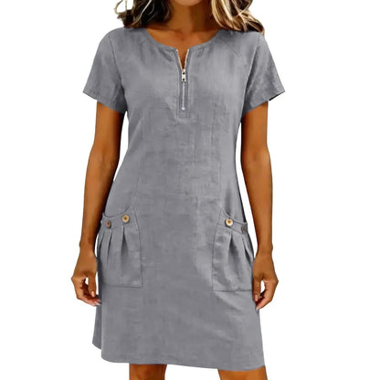 Chic Cotton Zip Dress