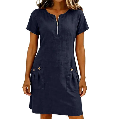 Chic Cotton Zip Dress