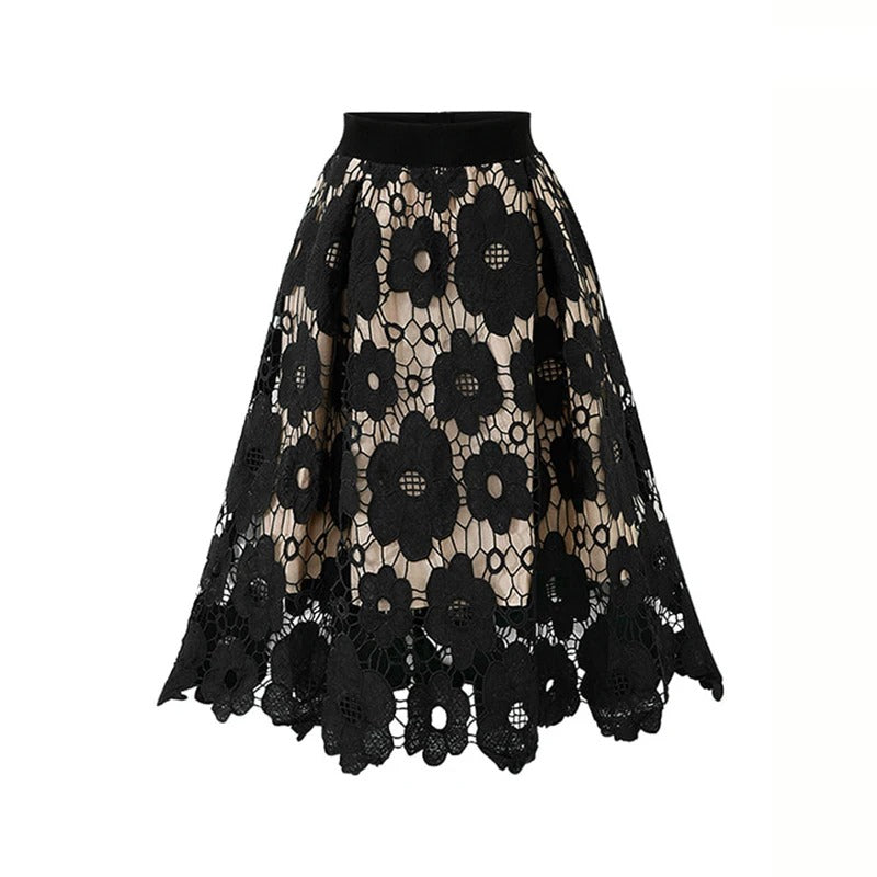 Elegant Boho Lace Midi Skirt