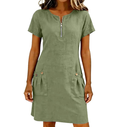 Chic Cotton Zip Dress
