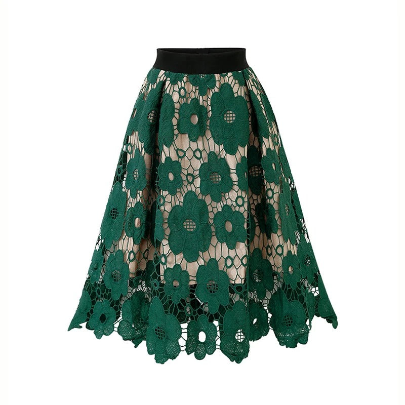 Elegant Boho Lace Midi Skirt