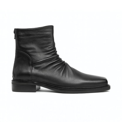 Suede square toe boots