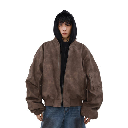 MRNEARLY Vintage Faded Bomber Jacket