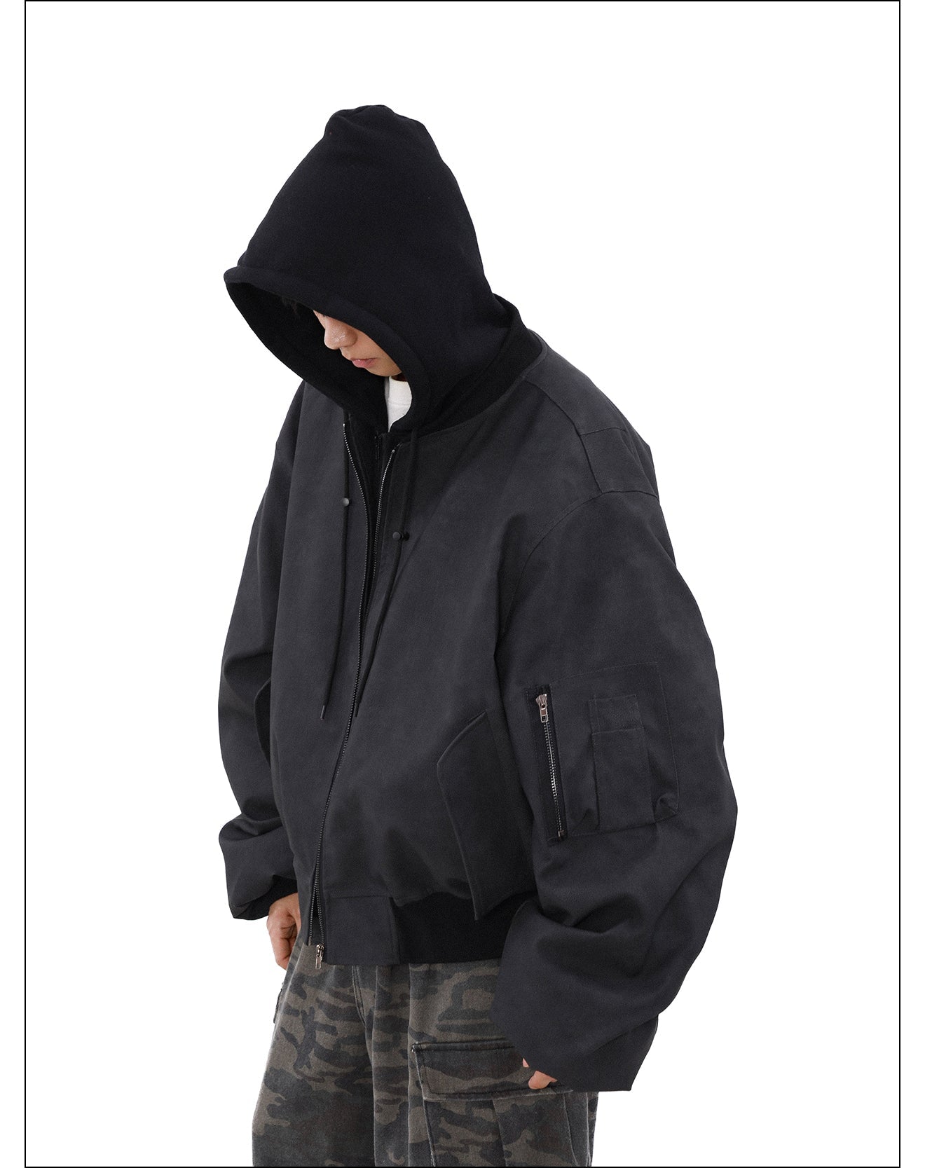 MRNEARLY Vintage Faded Bomber Jacket