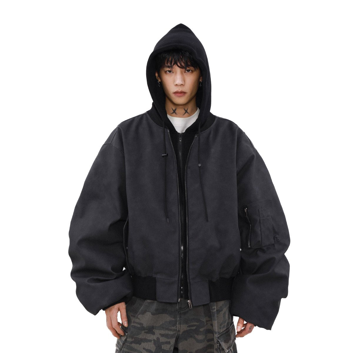 MRNEARLY Vintage Faded Bomber Jacket