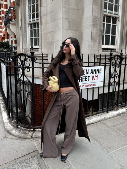 Nula suit pants with tie belt - Taupe